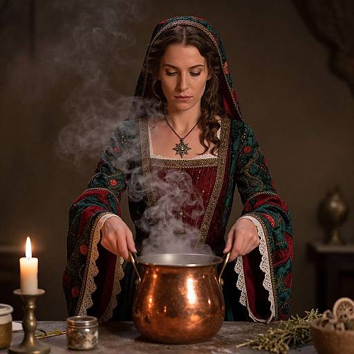 Mystical Woman Brewing Potion