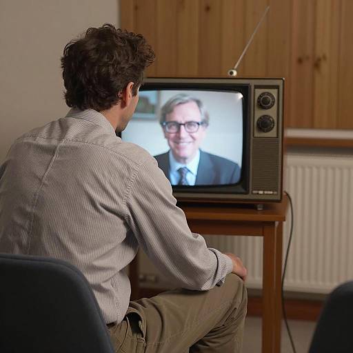 Vintage Scene with Two Men and TV