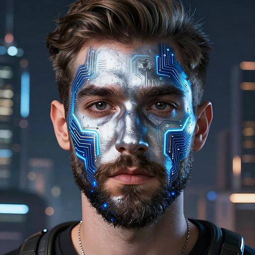 Futuristic Cyberpunk Beard Face Paint