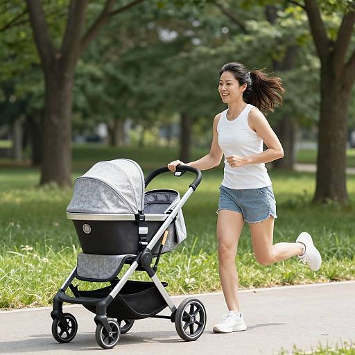 Active Supermom Jogging with Stroller