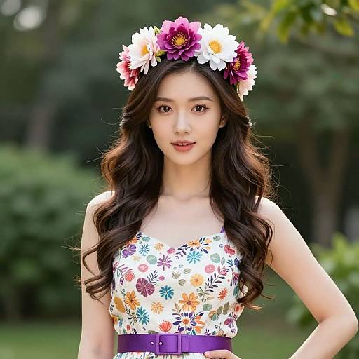 Hippy Girl with Flower Crown