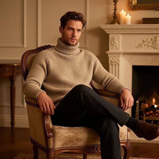 Stylish Man in Cozy Vintage Armchair