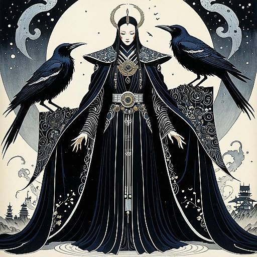 Mystical Mage with Whispering Crows