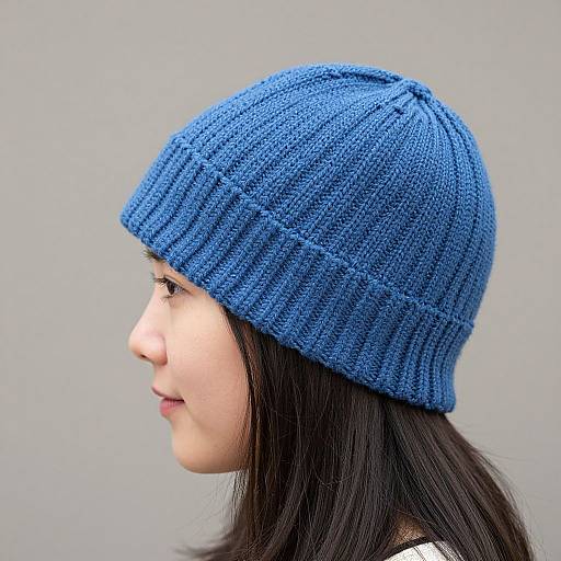 Blue Women's Knitted Captain Hat