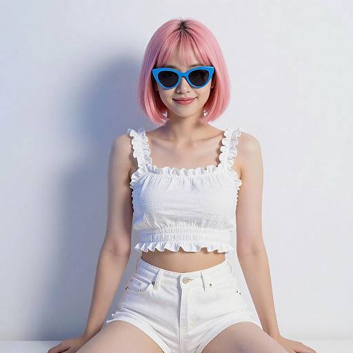 Young Woman with Pink Hair and Sunglasses
