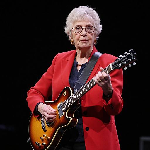 Elderly Woman Playing Electric Guitar