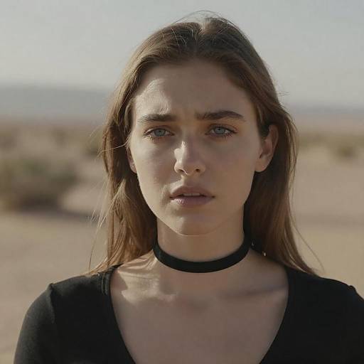 Worried Young Woman in Desert