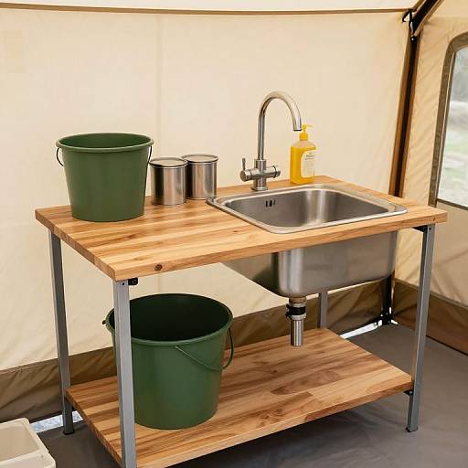 Compact Camp Kitchen with Wooden Countertop