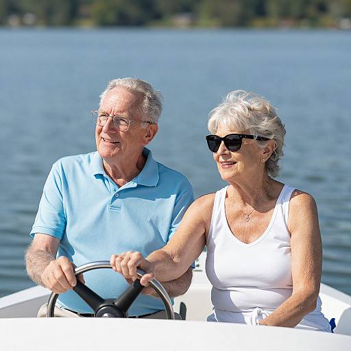 Cheerful Senior Couple Boating Together