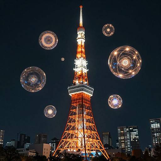 Surreal Psychedelic Spheres on Tokyo Tower