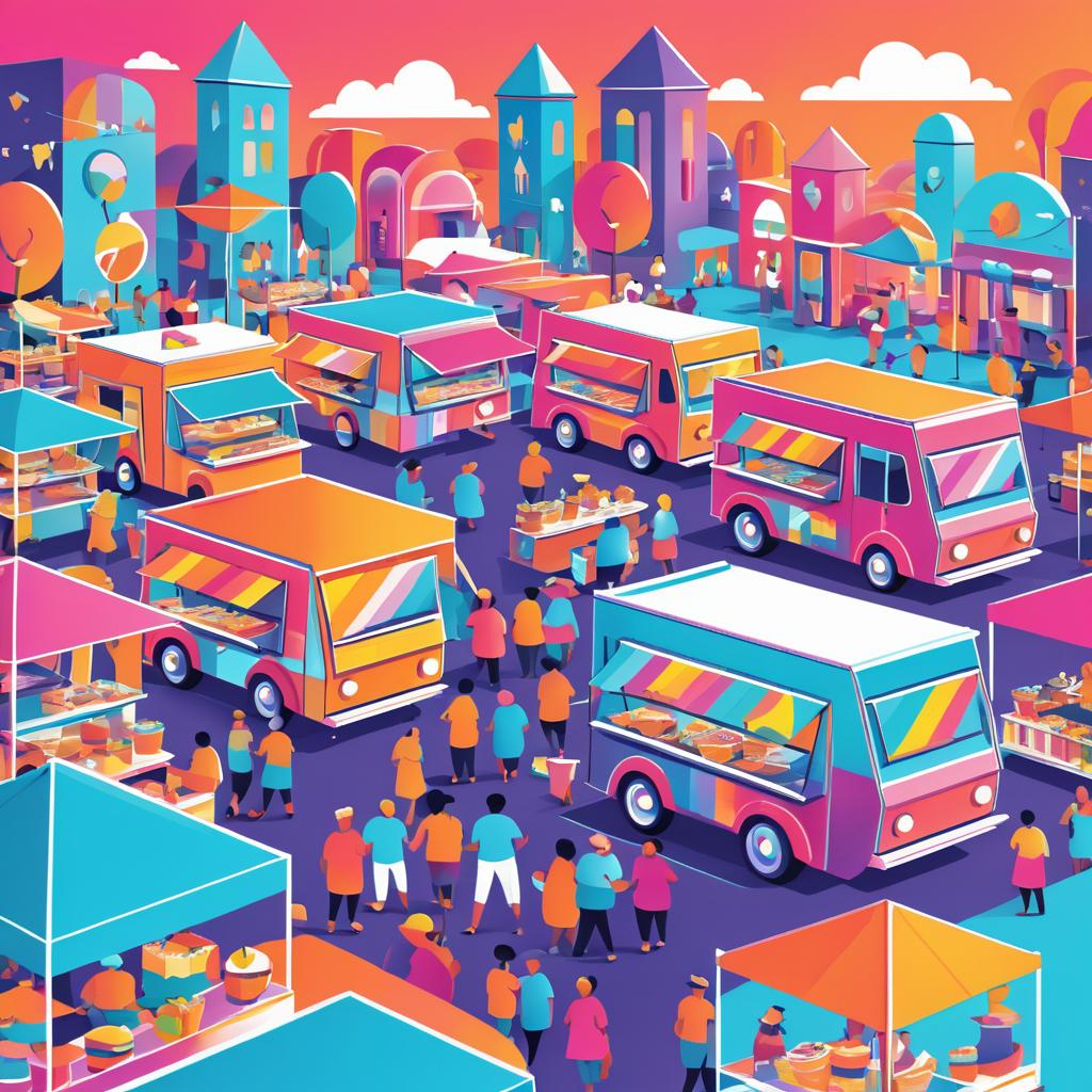 Vibrant Food Truck Festival Illustration