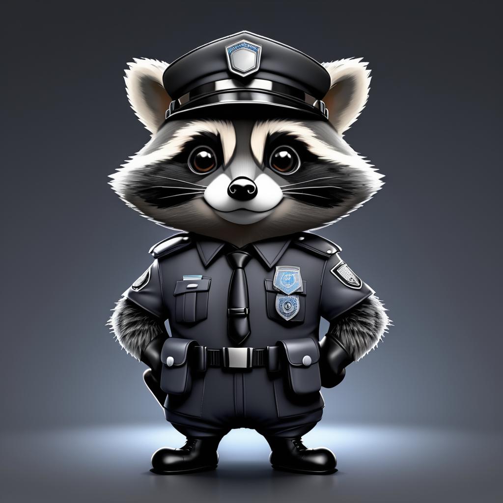 Sneaky Raccoon in Policier Attire