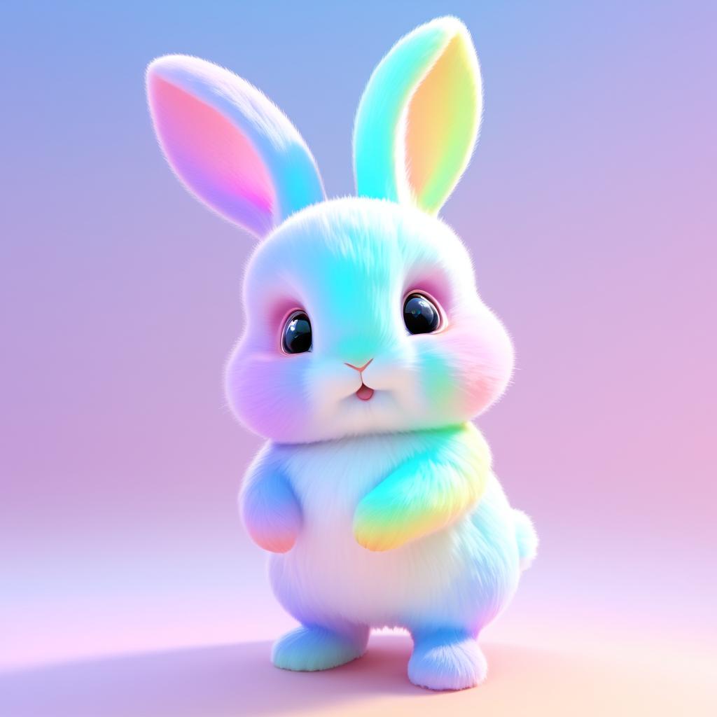 Adorable 3D Bunny in Pastel Colors