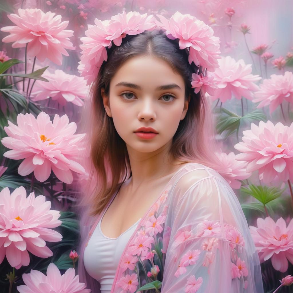 Seductive Floral Portrait in Pastel Hues