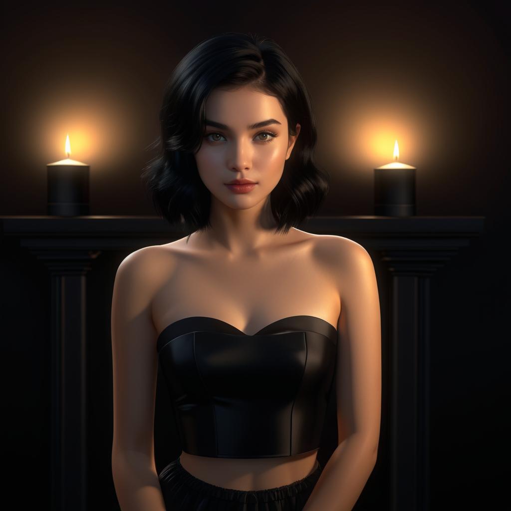 Photorealistic Candlelit Portrait of Girl