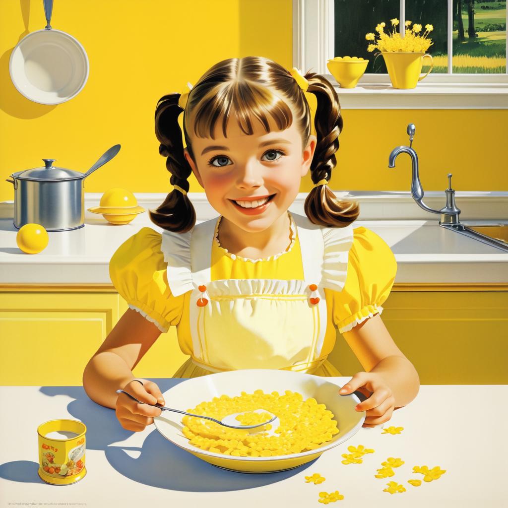 Vintage Cereal Advertisement with Cheerful Girl