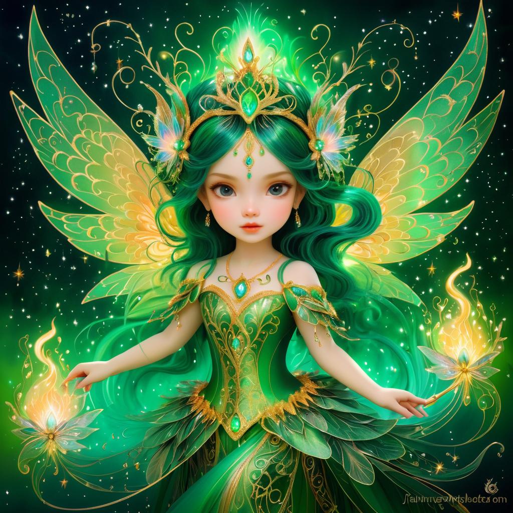 Enchanting Fairy with Emerald Sparks