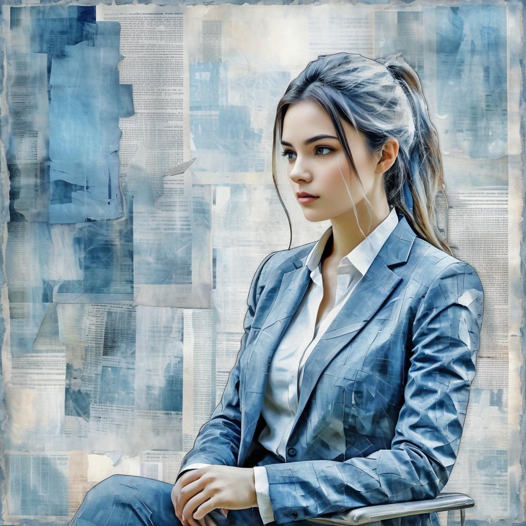 Dreamlike Mixed Media Portrait of a Businesswoman