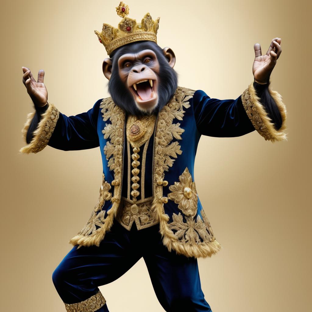 Regal Chimpanzee: King in Velvet Attire