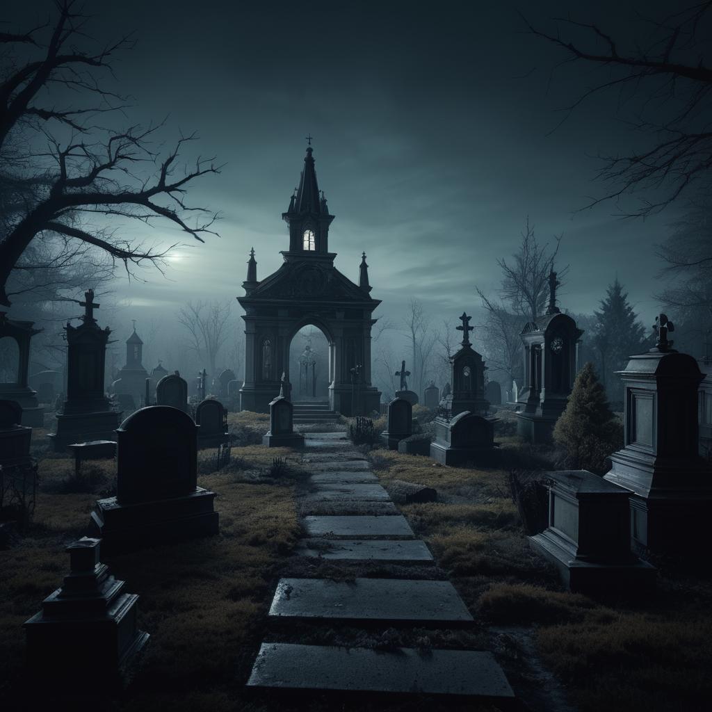 Eerie Ultra-Realistic Graveyard CGI Scene