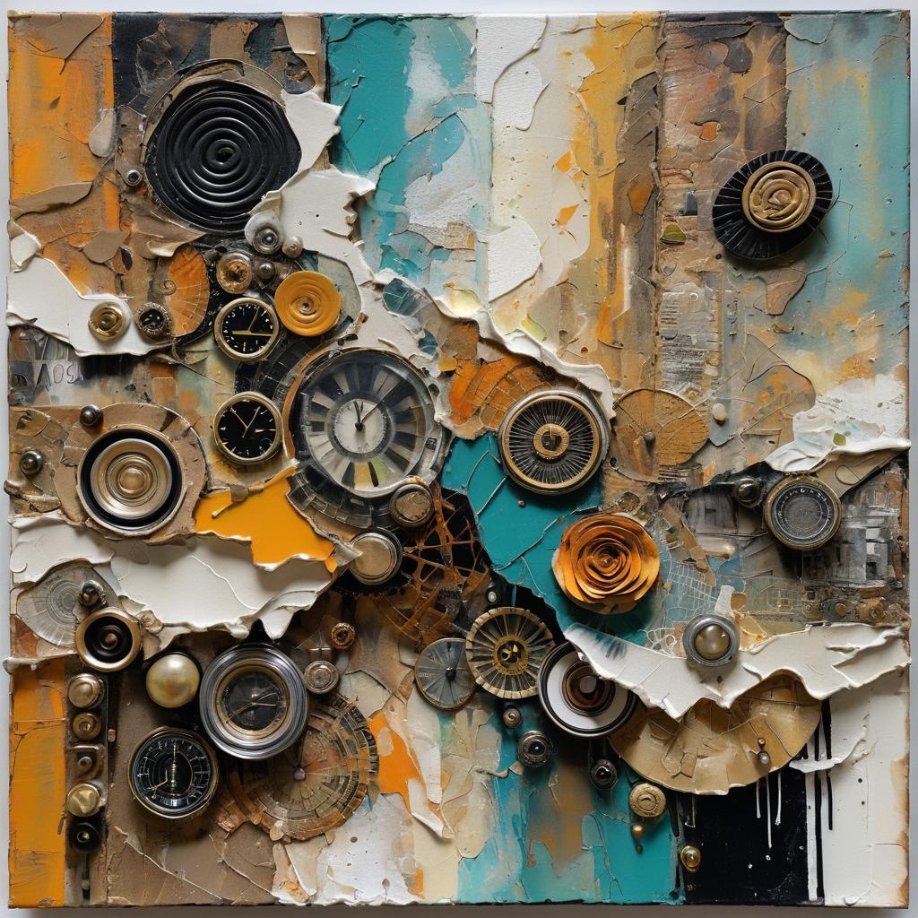 Intricate Earthy Tone Mixed Media Collage