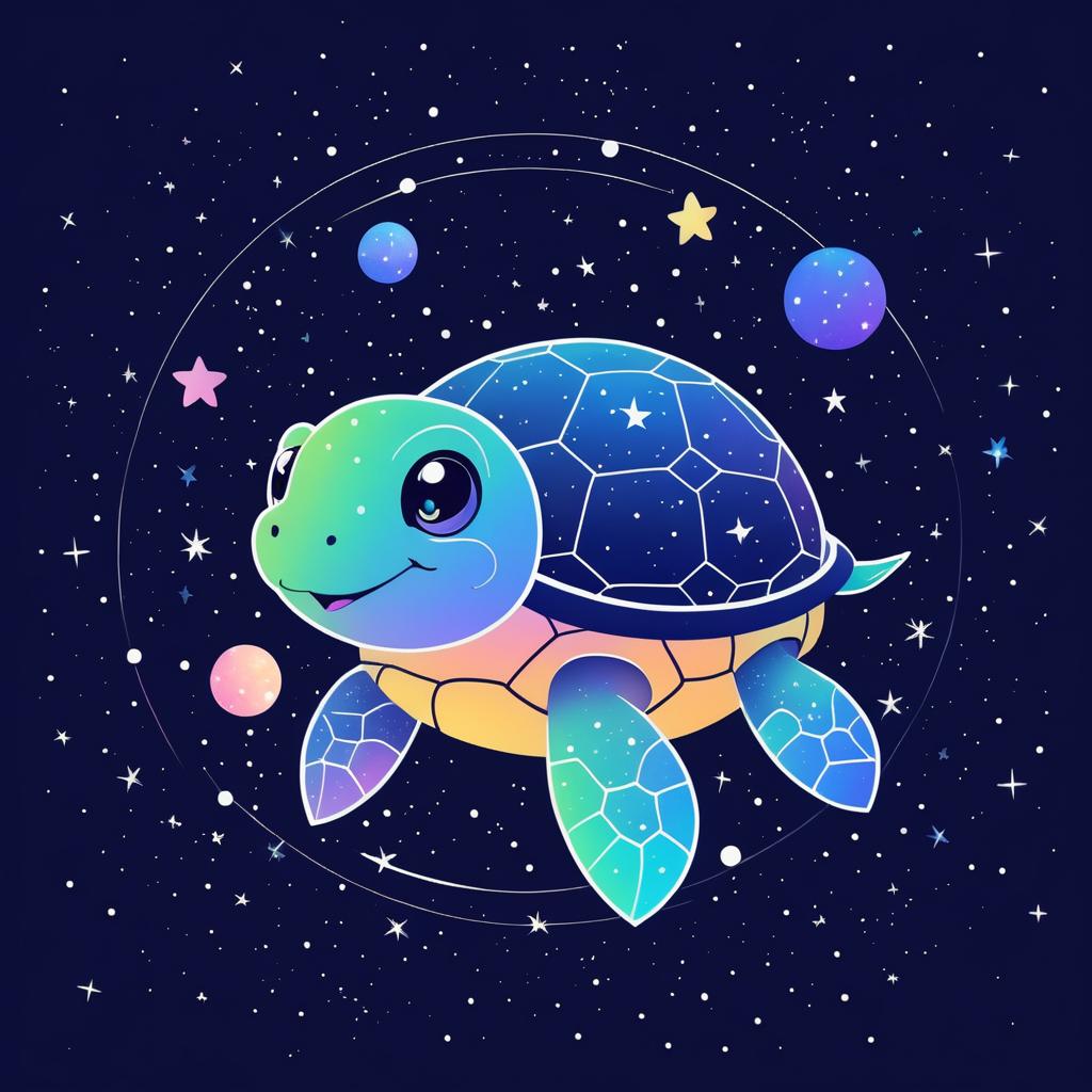 Cute Minimalist Turtle in Space