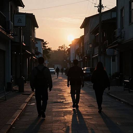 Dawn Silhouettes in Labyrinthine Streets