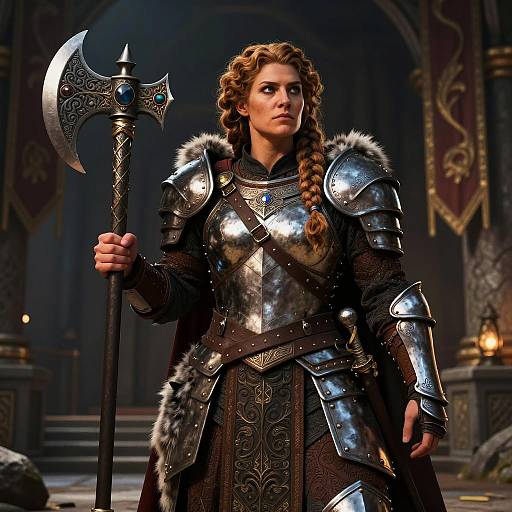 Female Dwarf Shieldmaiden in Ceremonial Armor