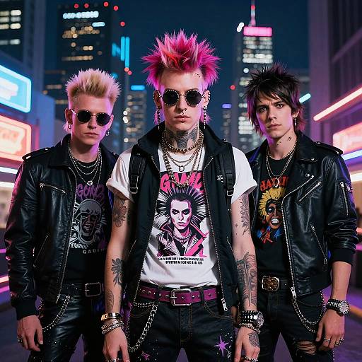 Cyberpunk City with Edgy Punk Characters