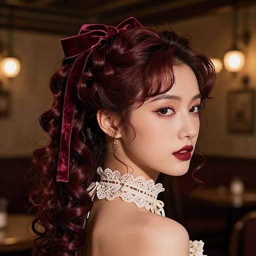 Victorian Saloon Girl with Velvet Curls