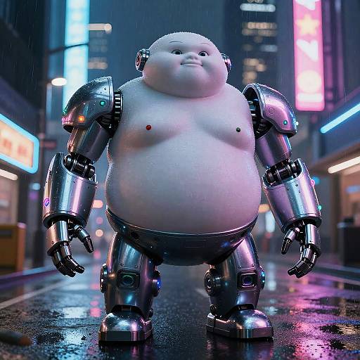 Cyberpunk Plump AI Robot Creature