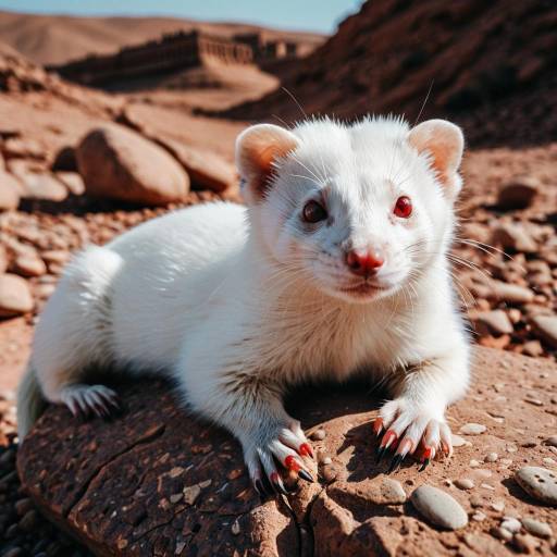 Albino Ferret in Moroccan Desert Photography Albino Ferret in Moroccan Desert Photography