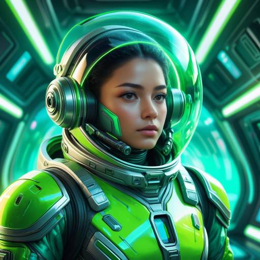 Futuristic Astronaut in Neon Space Suit