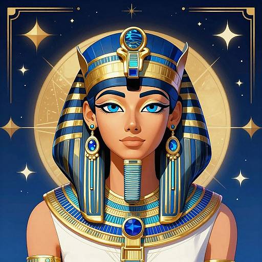 Mystical Egyptian Queen with Blue Eyes