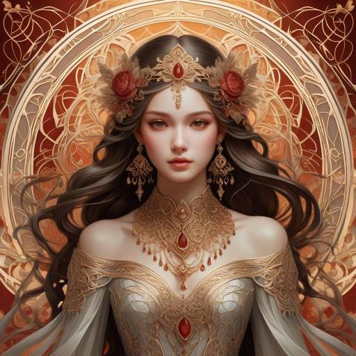 Regal Woman with Ornate Gold Accessories