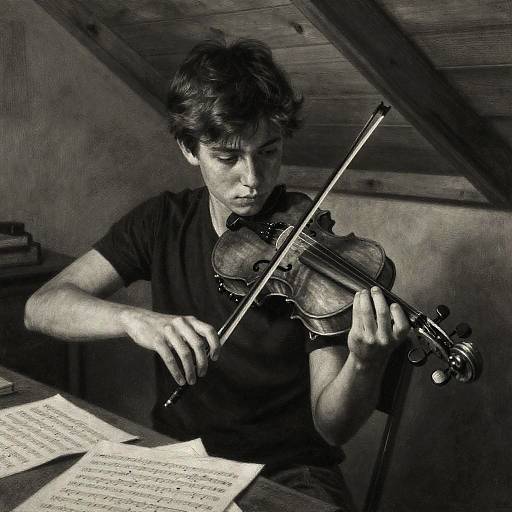 Charcoal Portrait of Young Violinist