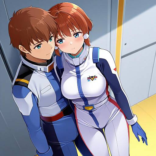 Illustration of Amuro ray, gundam in the style of Byte (allbyte)