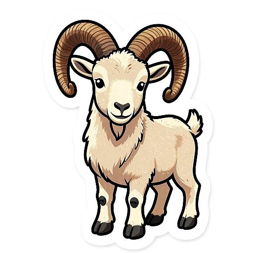 Whimsical Mountain Goat Sticker Art