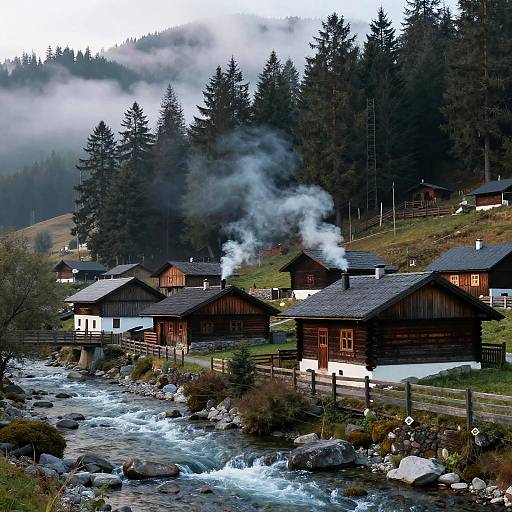 Tranquil Mountain Village at Dawn