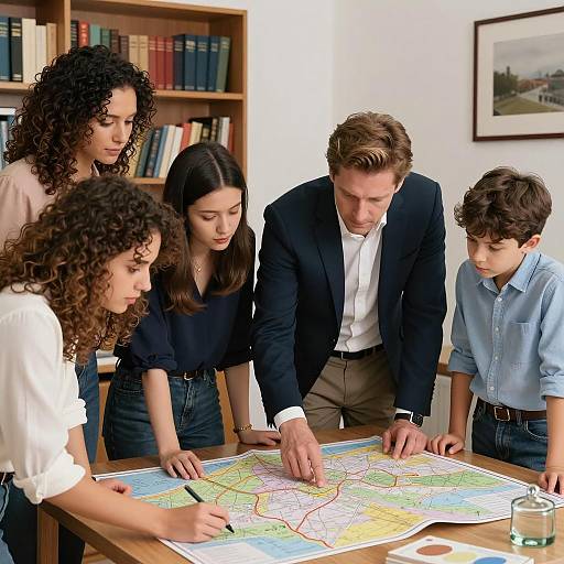 Group Study Session Over a Map