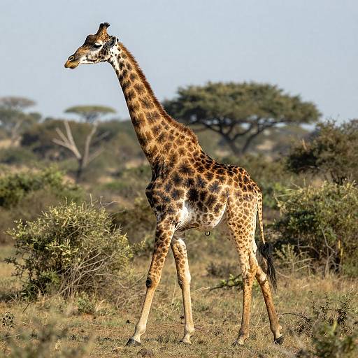 Giraffe in Sunlit Green Landscape