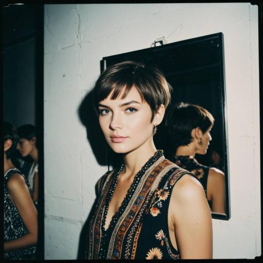 Bohemian Chic Model with Pixie Hair Backstage