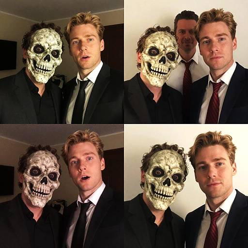 Blonde Man and Skeleton Mask Selfie Collage