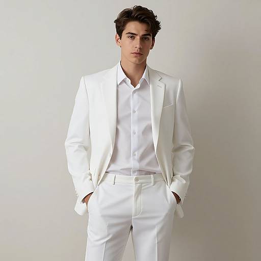 Realistic White Disco Suit Portrait