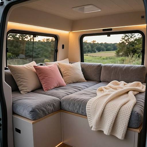 Cozy U-Shaped Bed Van Interior