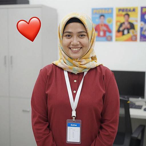 Smiling Asian Woman in Office Setting