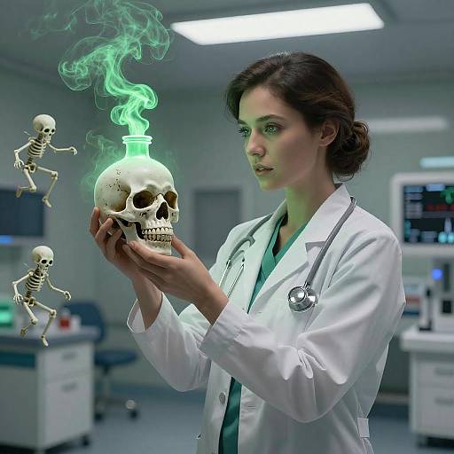 Female Doctor with Toxic Skull Bottle