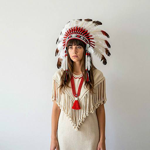 Young Woman in Native American-Inspired Festival Outfit