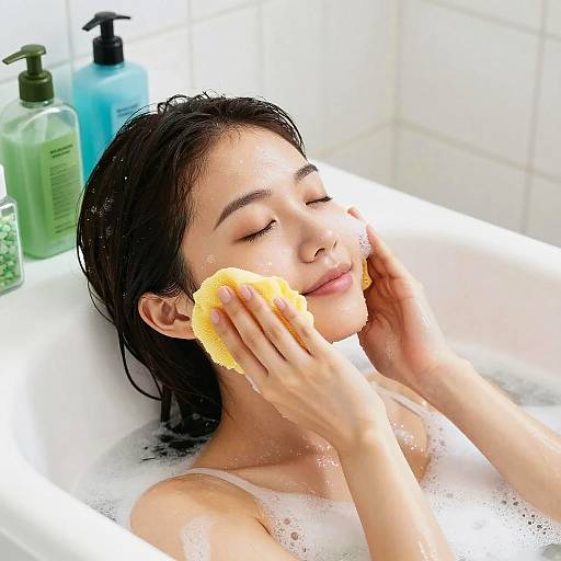Young Woman Relaxing in Bathtub