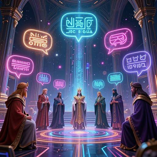 Cosmic Mage Council in Digital Temple